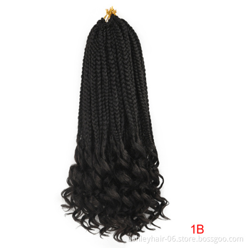 High Quality Synthetic Crochet Braids For Hair Extension Curly Ends Box Braids Ombre Crochet Hair Extension